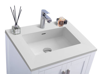 Wilson 24" White Bathroom Vanity with Matte White VIVA Stone Solid Surface Countertop Laviva 313ANG-24W-MW