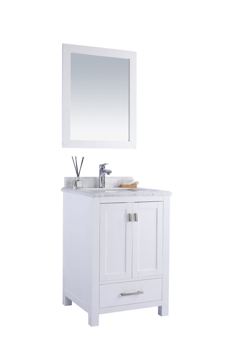 Wilson 24" White Bathroom Vanity with White Carrara Marble Countertop Laviva 313ANG-24W-WC