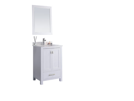 Wilson 24" White Bathroom Vanity with White Quartz Countertop Laviva 313ANG-24W-WQ