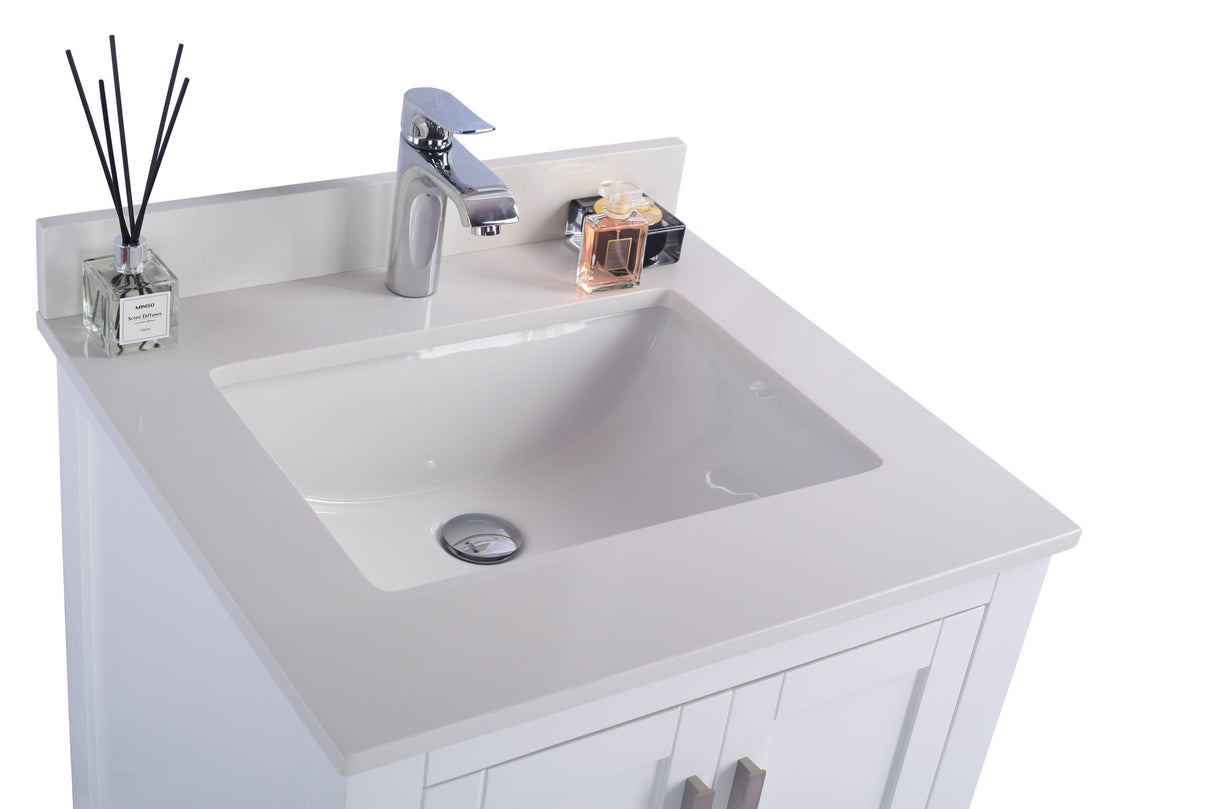 Wilson 24" White Bathroom Vanity with White Quartz Countertop Laviva 313ANG-24W-WQ