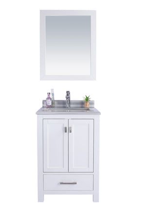 Wilson 24" White Bathroom Vanity with White Stripes Marble Countertop Laviva 313ANG-24W-WS