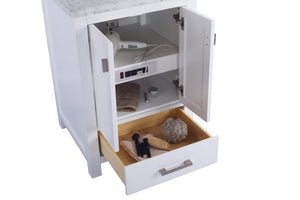 Wilson 24" White Bathroom Vanity with White Stripes Marble Countertop Laviva 313ANG-24W-WS