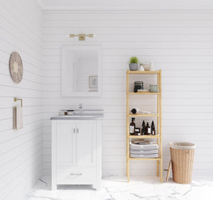 Wilson 24" White Bathroom Vanity with White Stripes Marble Countertop Laviva 313ANG-24W-WS