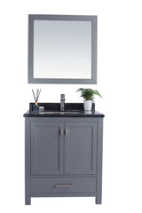 Wilson 30" Grey Bathroom Vanity with Black Wood Marble Countertop Laviva 313ANG-30G-BW