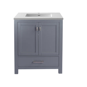 Wilson 30" Grey Bathroom Vanity with Matte White VIVA Stone Solid Surface Countertop Laviva 313ANG-30G-MW