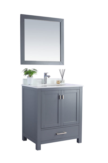 Wilson 30" Grey Bathroom Vanity with Pure White Phoenix Stone Countertop Laviva 313ANG-30G-PW