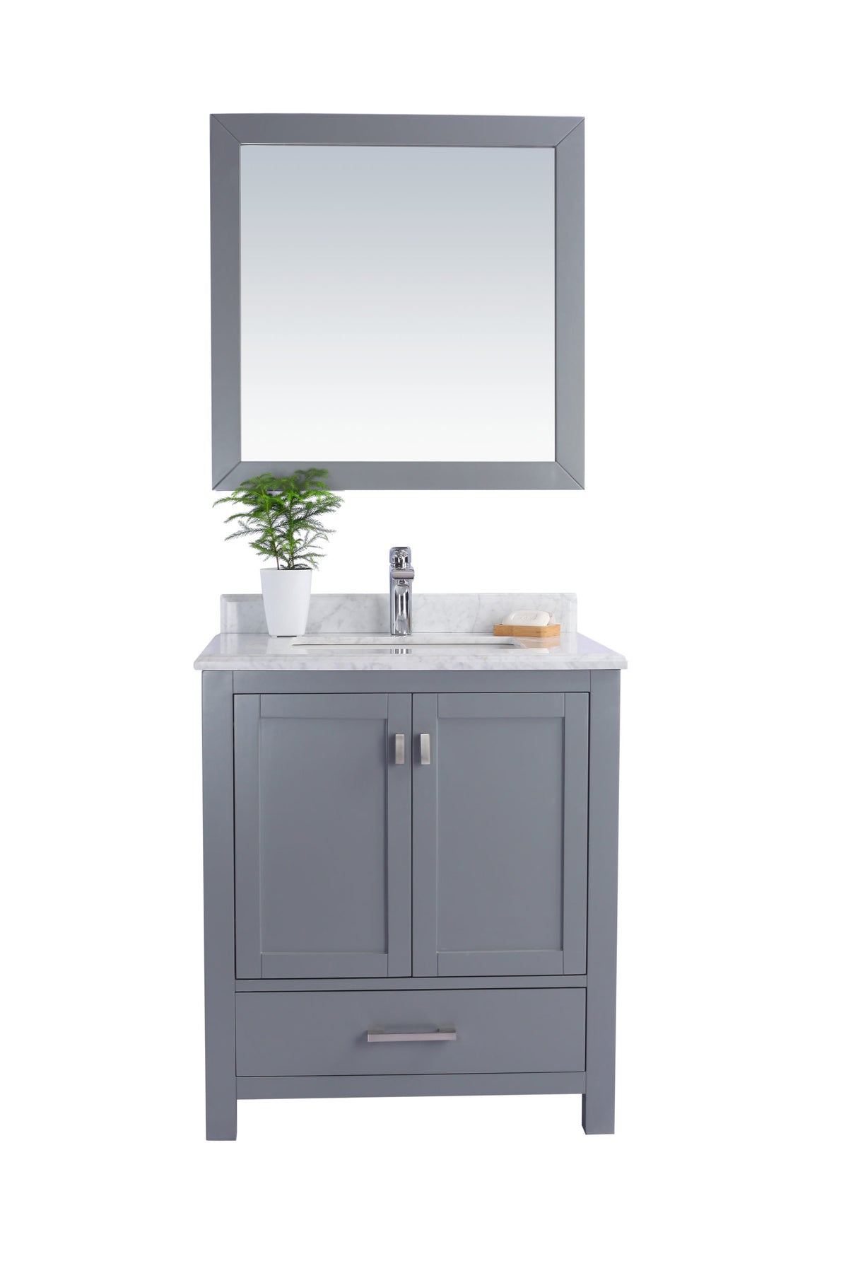 Wilson 30" Grey Bathroom Vanity with White Carrara Marble Countertop Laviva 313ANG-30G-WC
