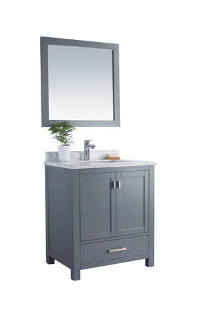 Wilson 30" Grey Bathroom Vanity with White Carrara Marble Countertop Laviva 313ANG-30G-WC