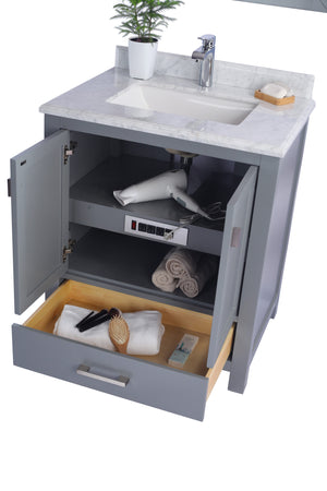 Wilson 30" Grey Bathroom Vanity with White Carrara Marble Countertop Laviva 313ANG-30G-WC