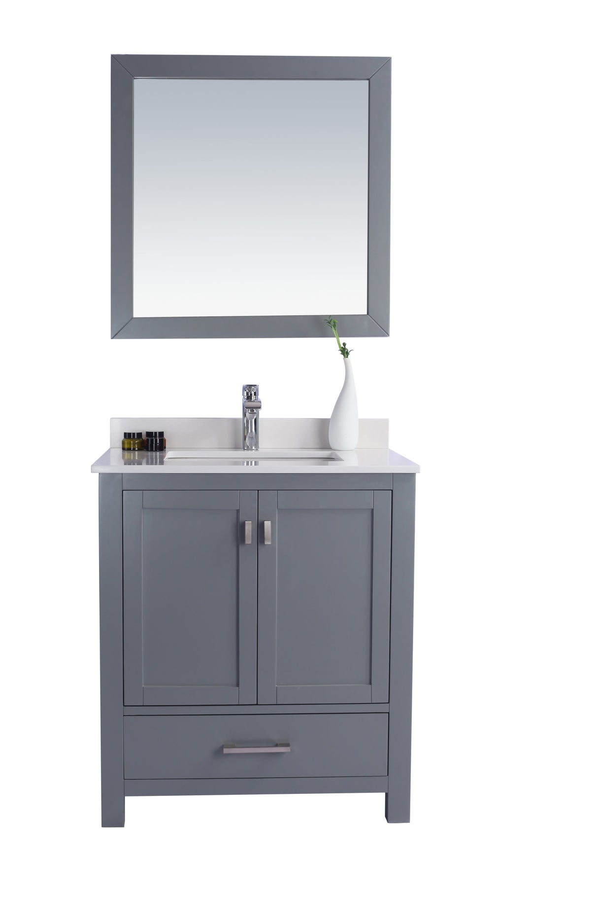 Wilson 30" Grey Bathroom Vanity with White Quartz Countertop Laviva 313ANG-30G-WQ