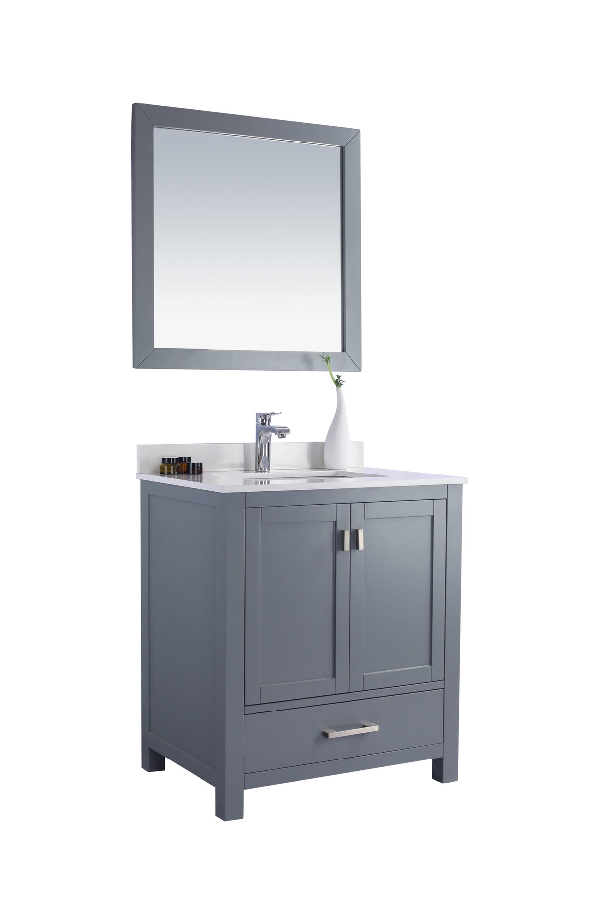 Wilson 30" Grey Bathroom Vanity with White Quartz Countertop Laviva 313ANG-30G-WQ