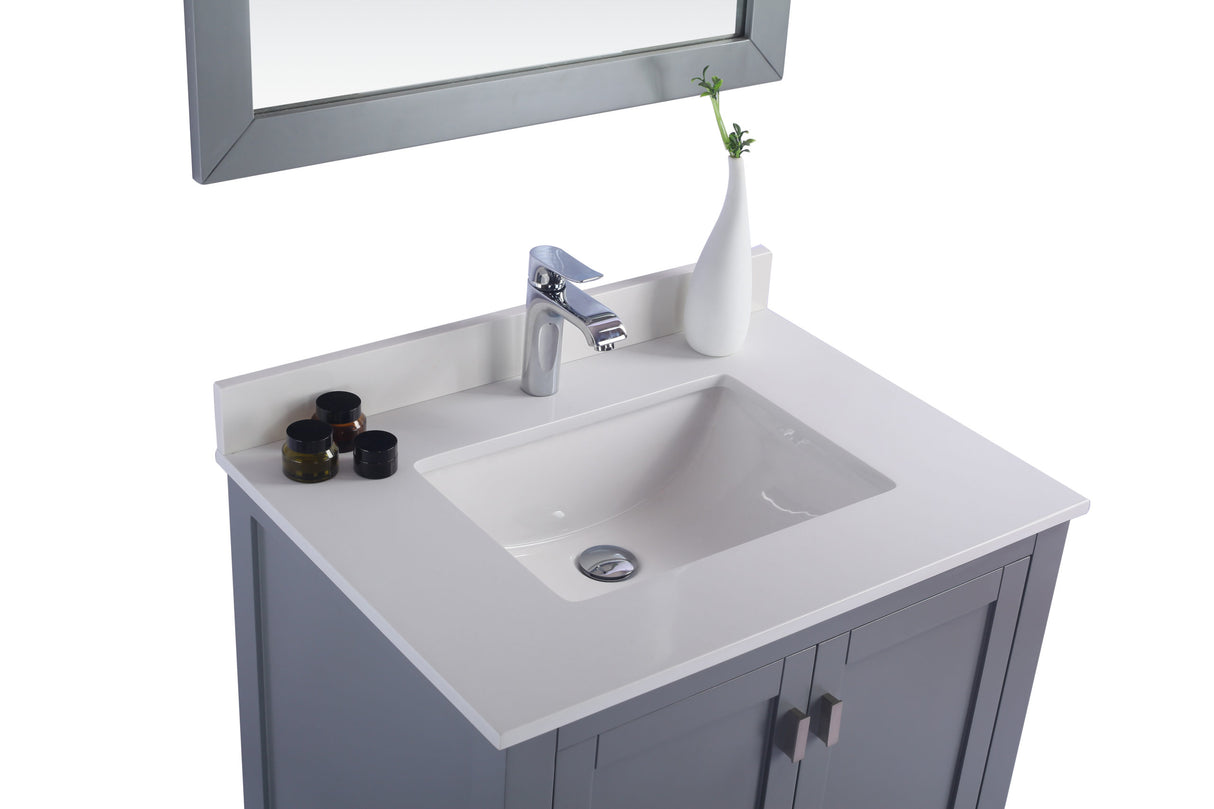 Wilson 30" Grey Bathroom Vanity with White Quartz Countertop Laviva 313ANG-30G-WQ