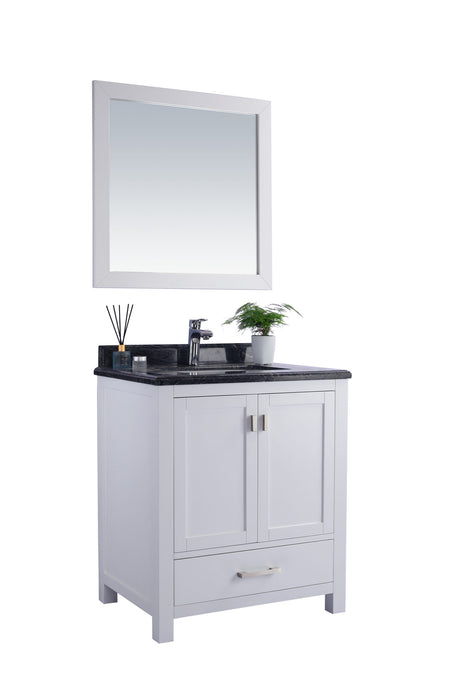 Wilson 30" White Bathroom Vanity with Black Wood Marble Countertop Laviva 313ANG-30W-BW