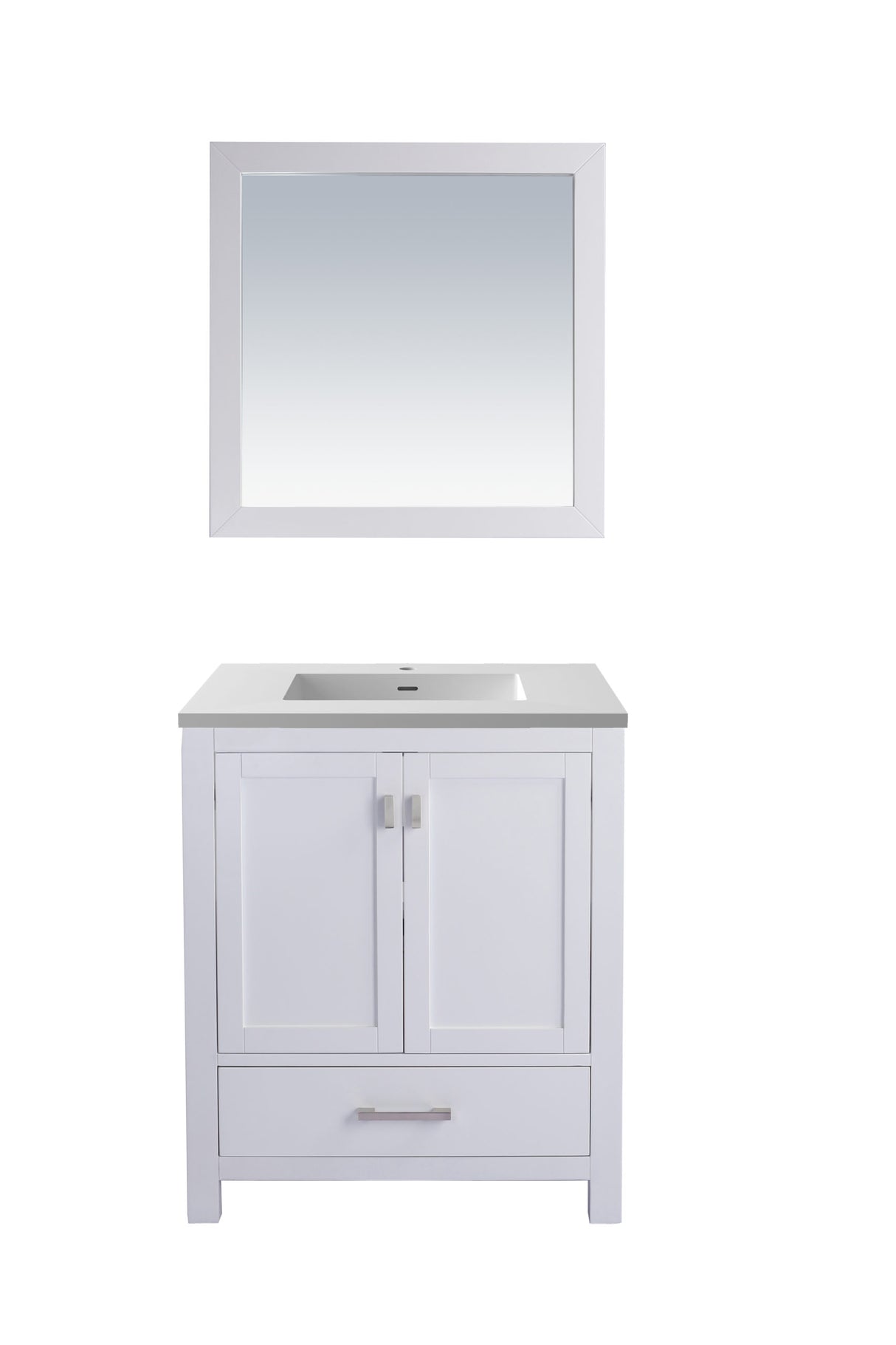 Wilson 30" White Bathroom Vanity with Matte White VIVA Stone Solid Surface Countertop Laviva 313ANG-30W-MW