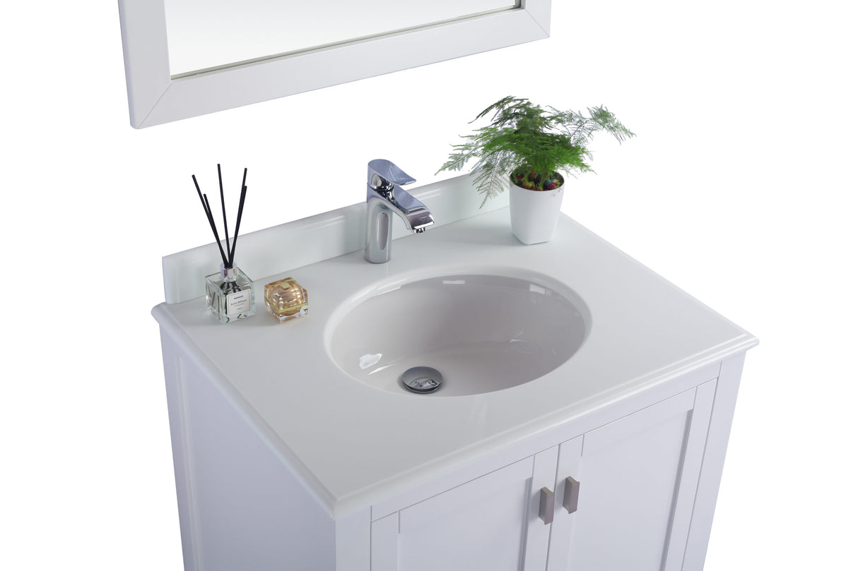 Wilson 30" White Bathroom Vanity with Pure White Phoenix Stone Countertop Laviva 313ANG-30W-PW