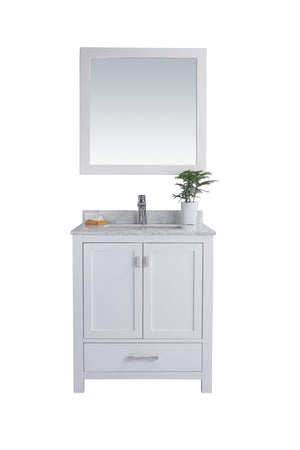 Wilson 30" White Bathroom Vanity with White Carrara Marble Countertop Laviva 313ANG-30W-WC