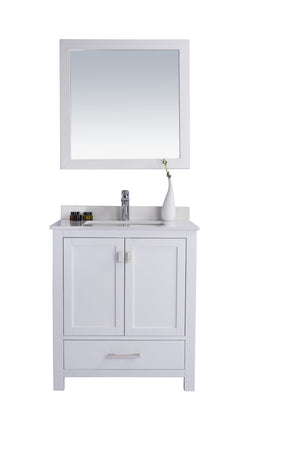 Wilson 30" White Bathroom Vanity with White Quartz Countertop Laviva 313ANG-30W-WQ