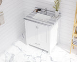 Wilson 30" White Bathroom Vanity with White Stripes Marble Countertop Laviva 313ANG-30W-WS