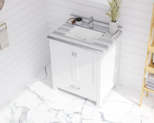Wilson 30" White Bathroom Vanity with White Stripes Marble Countertop Laviva 313ANG-30W-WS