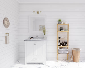 Wilson 30" White Bathroom Vanity with White Stripes Marble Countertop Laviva 313ANG-30W-WS