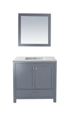 Wilson 36" Grey Bathroom Vanity with Matte White VIVA Stone Solid Surface Countertop Laviva 313ANG-36G-MW