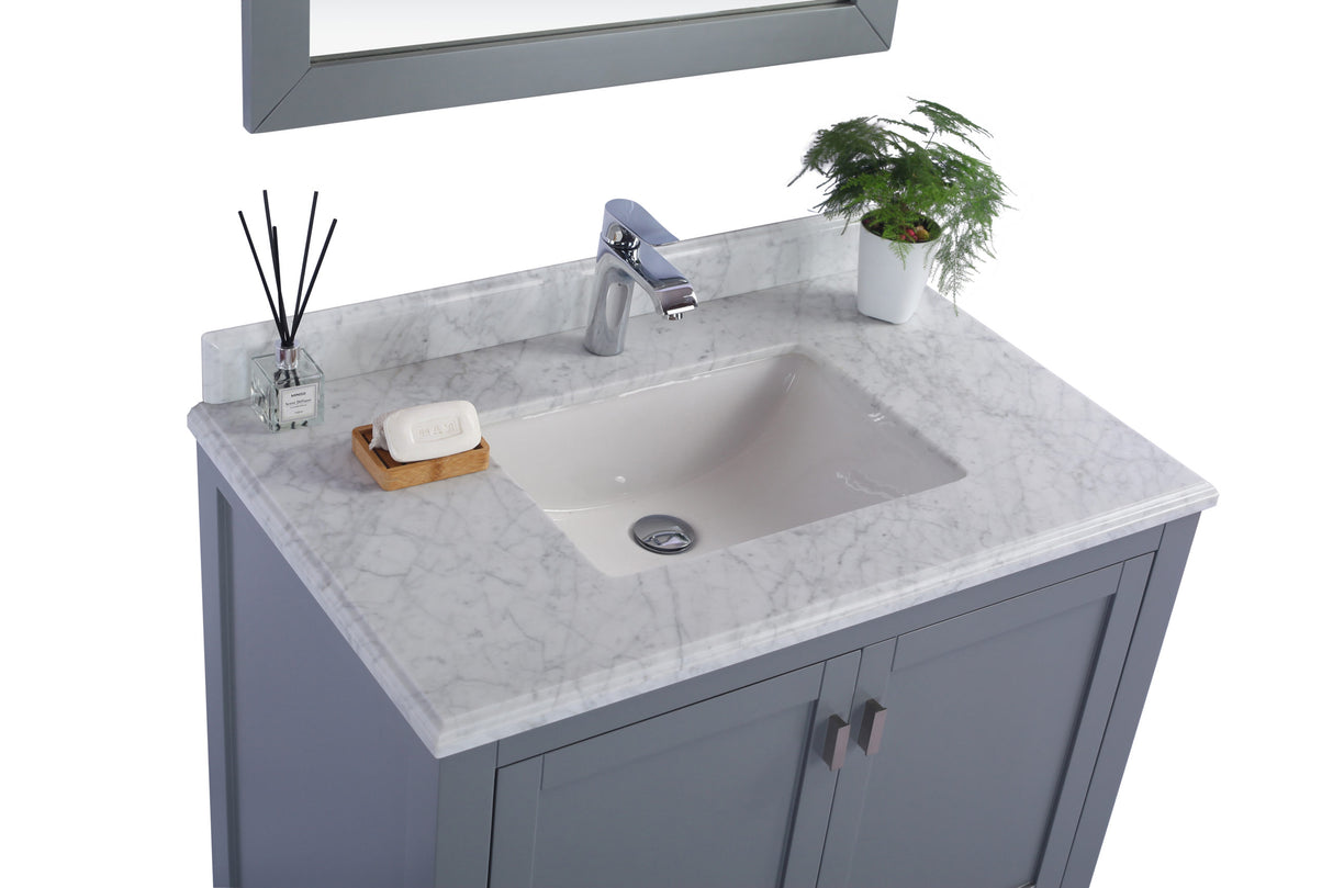 Wilson 36" Grey Bathroom Vanity with White Carrara Marble Countertop Laviva 313ANG-36G-WC