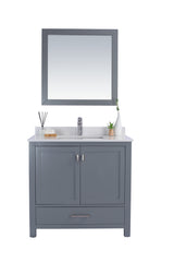 Wilson 36" Grey Bathroom Vanity with White Quartz Countertop Laviva 313ANG-36G-WQ