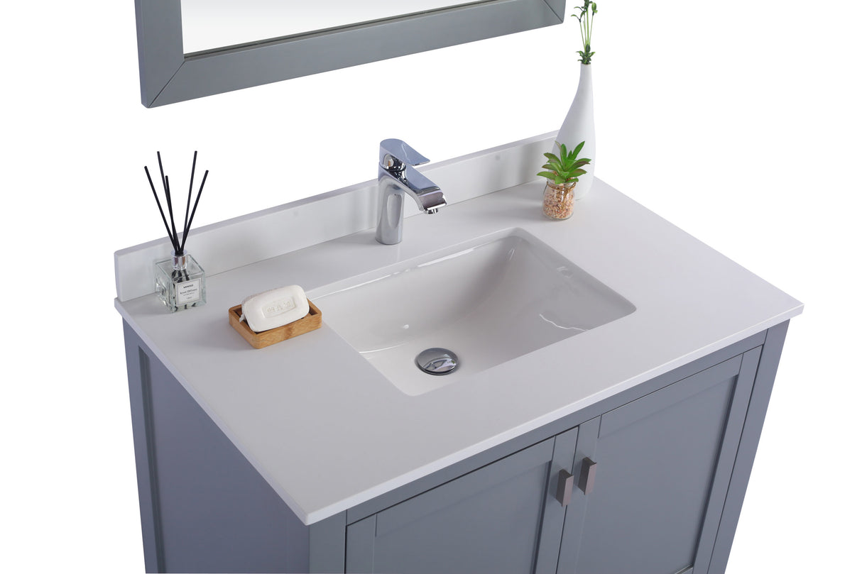 Wilson 36" Grey Bathroom Vanity with White Quartz Countertop Laviva 313ANG-36G-WQ