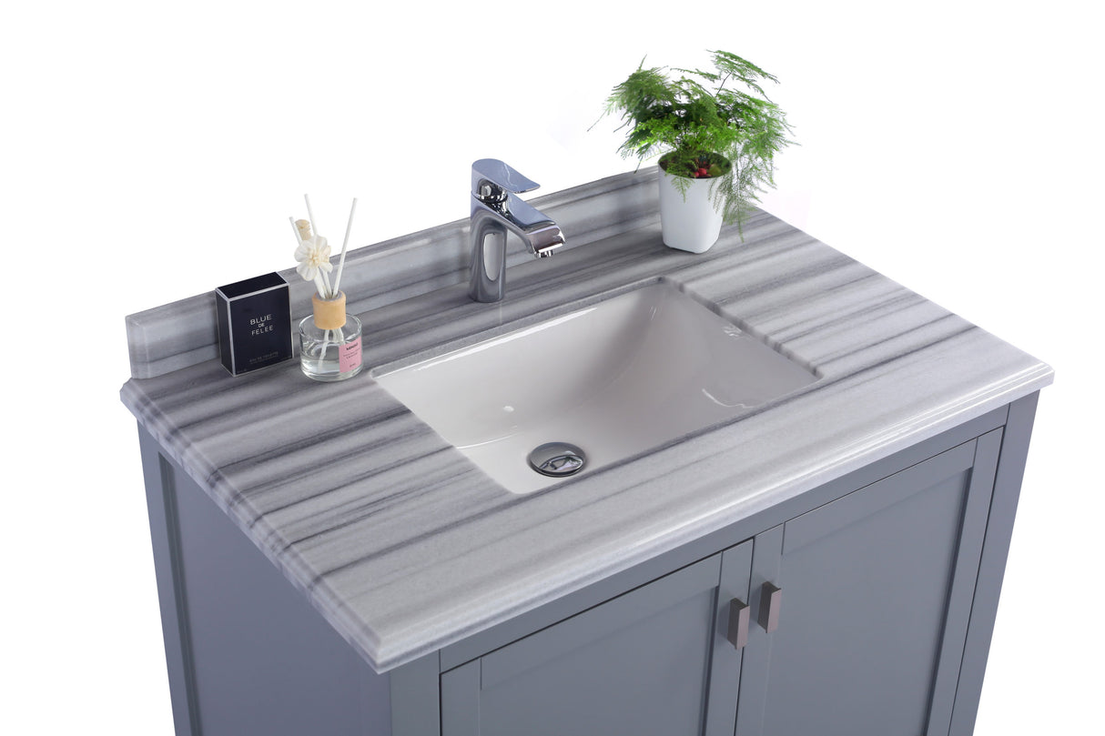 Wilson 36" Grey Bathroom Vanity with White Stripes Marble Countertop Laviva 313ANG-36G-WS