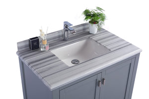 Wilson 36" Grey Bathroom Vanity with White Stripes Marble Countertop Laviva 313ANG-36G-WS