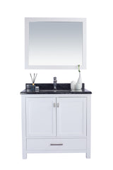 Wilson 36" White Bathroom Vanity with Black Wood Marble Countertop Laviva 313ANG-36W-BW