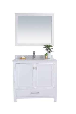 Wilson 36" White Bathroom Vanity with White Carrara Marble Countertop Laviva 313ANG-36W-WC