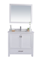 Wilson 36" White Bathroom Vanity with White Quartz Countertop Laviva 313ANG-36W-WQ