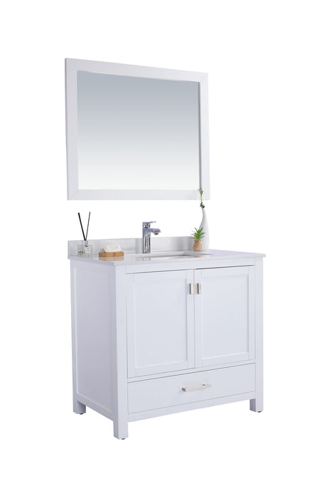 Wilson 36" White Bathroom Vanity with White Quartz Countertop Laviva 313ANG-36W-WQ
