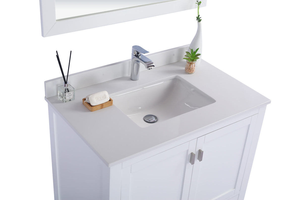 Wilson 36" White Bathroom Vanity with White Quartz Countertop Laviva 313ANG-36W-WQ