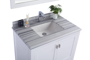 Wilson 36" White Bathroom Vanity with White Stripes Marble Countertop Laviva 313ANG-36W-WS