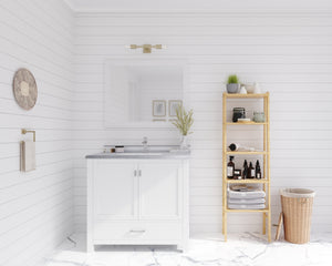 Wilson 36" White Bathroom Vanity with White Stripes Marble Countertop Laviva 313ANG-36W-WS