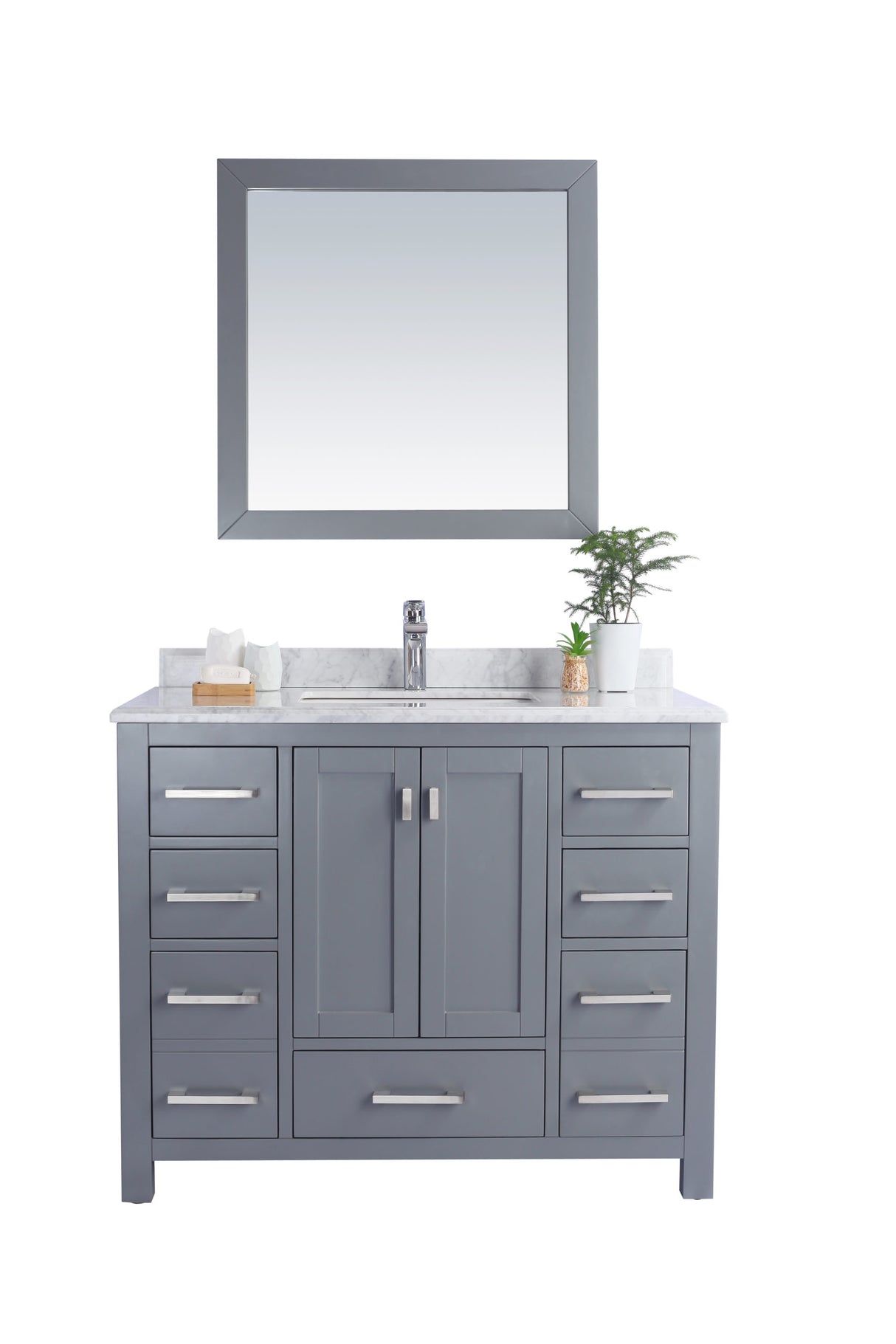 Wilson 42" Grey Bathroom Vanity with White Carrara Marble Countertop Laviva 313ANG-42G-WC