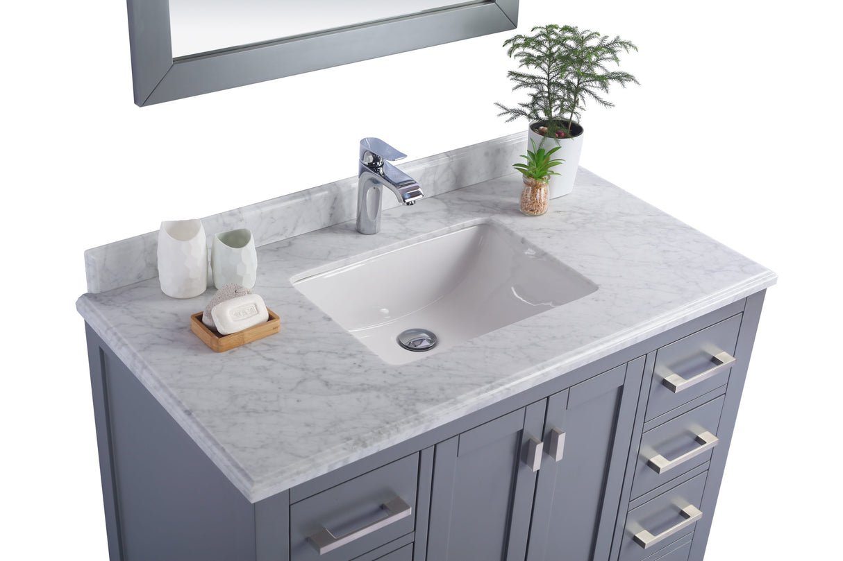 Wilson 42" Grey Bathroom Vanity with White Carrara Marble Countertop Laviva 313ANG-42G-WC