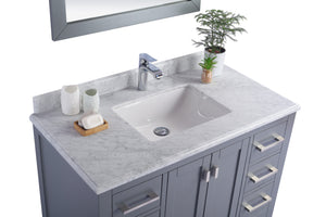 Wilson 42" Grey Bathroom Vanity with White Carrara Marble Countertop Laviva 313ANG-42G-WC