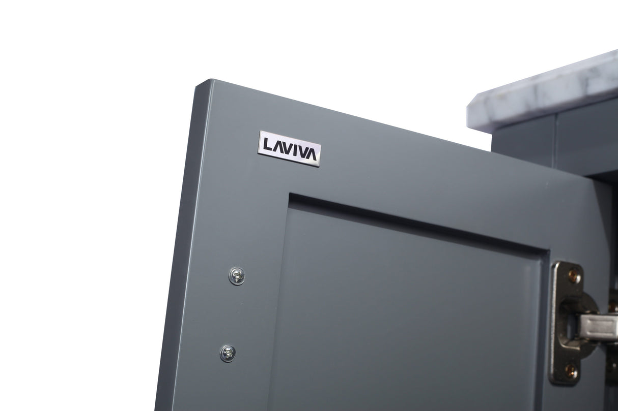 Wilson 42" Grey Bathroom Vanity with White Carrara Marble Countertop Laviva 313ANG-42G-WC
