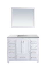 Wilson 42" White Bathroom Vanity with Matte White VIVA Stone Solid Surface Countertop Laviva 313ANG-42W-MW