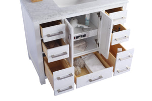 Wilson 42" White Bathroom Vanity with Matte White VIVA Stone Solid Surface Countertop Laviva 313ANG-42W-MW