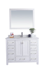 Wilson 42" White Bathroom Vanity with White Carrara Marble Countertop Laviva 313ANG-42W-WC