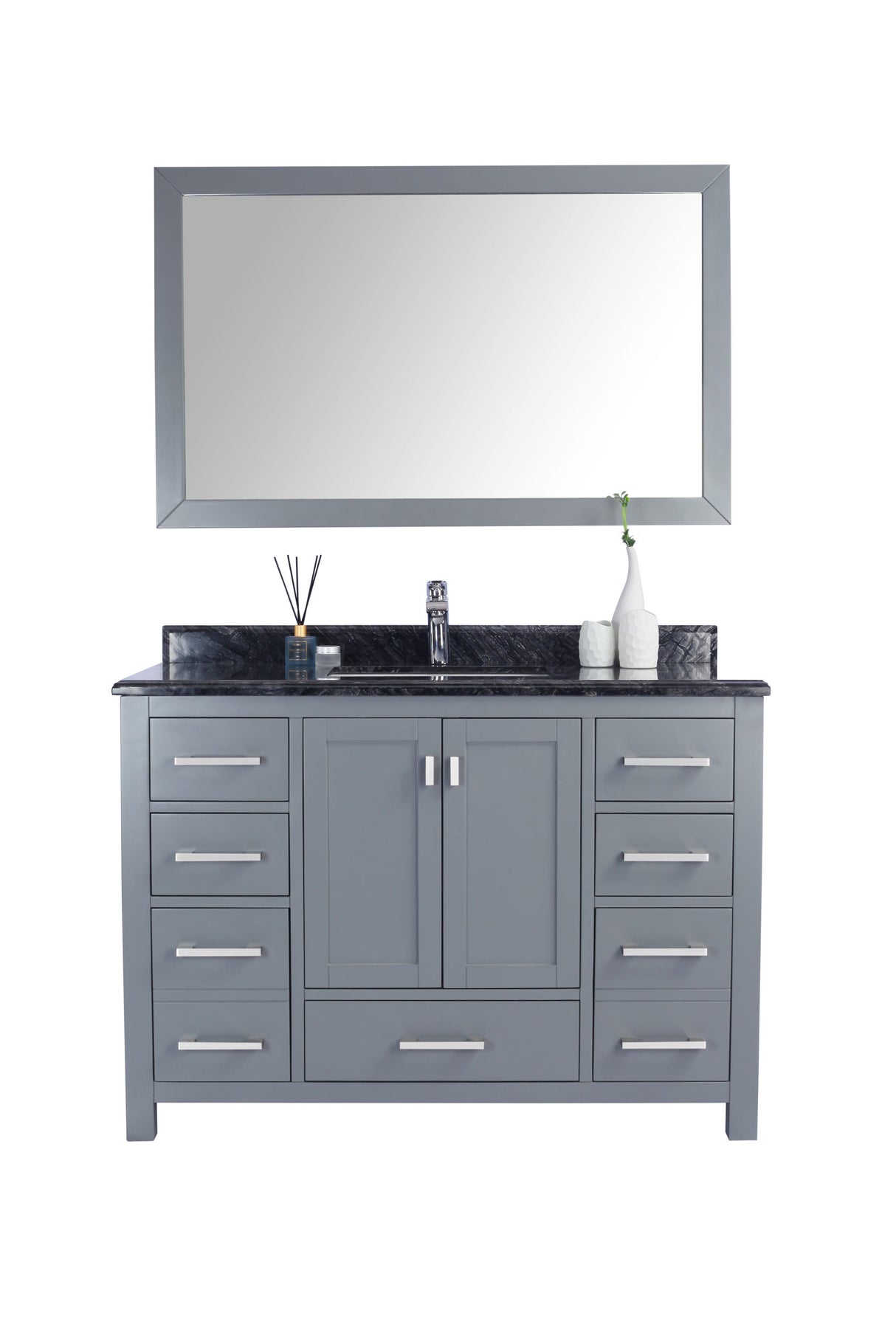 Wilson 48" Grey Bathroom Vanity with Black Wood Marble Countertop Laviva 313ANG-48G-BW