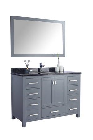 Wilson 48" Grey Bathroom Vanity with Black Wood Marble Countertop Laviva 313ANG-48G-BW
