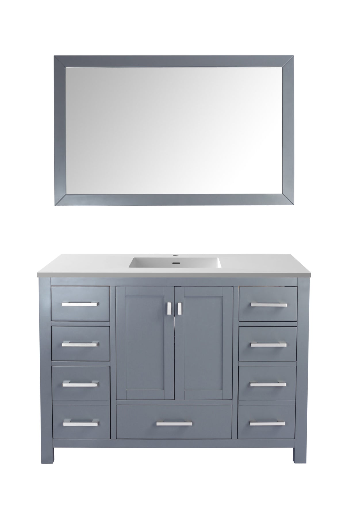 Wilson 48" Grey Bathroom Vanity with Matte White VIVA Stone Solid Surface Countertop Laviva 313ANG-48G-MW