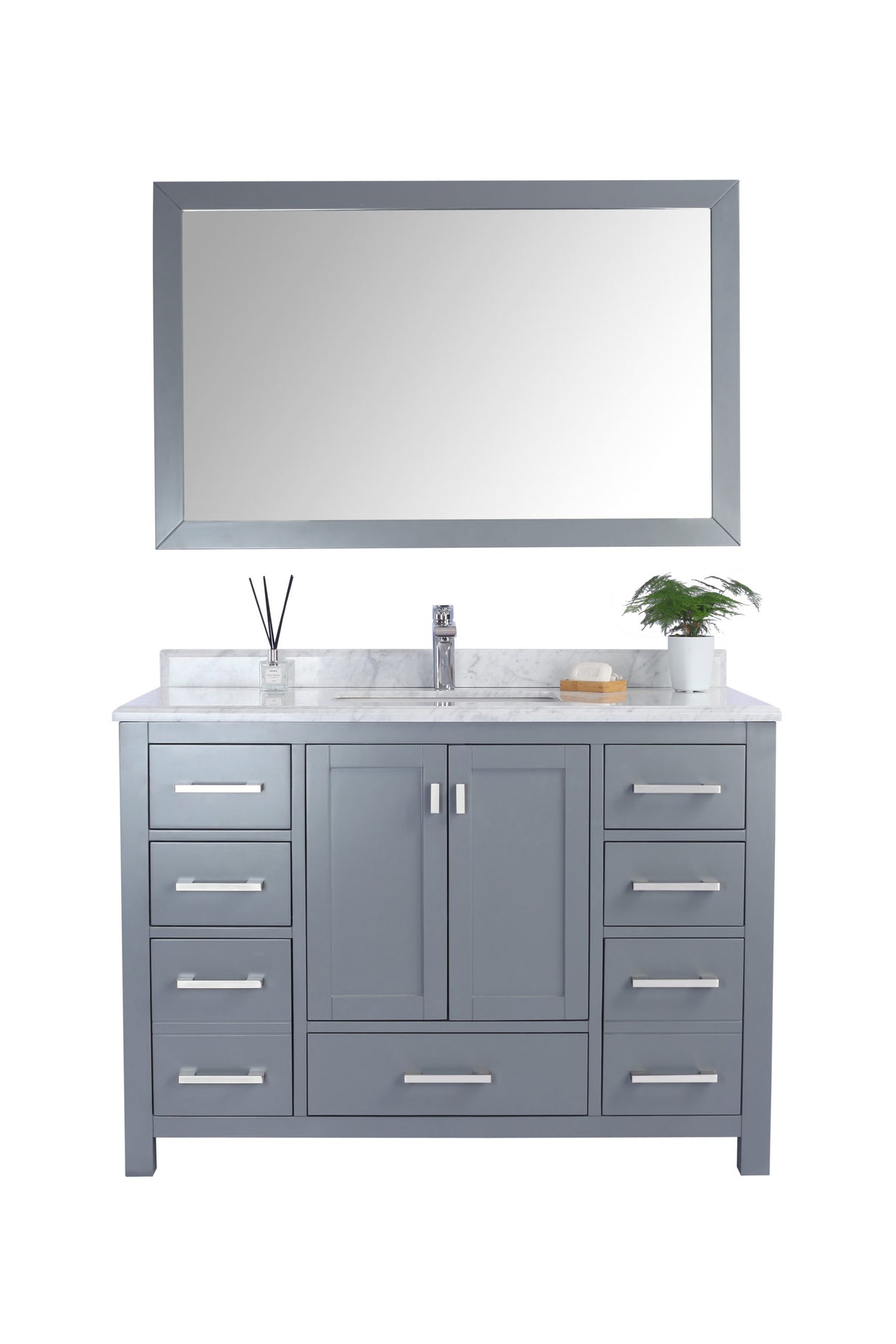 Wilson 48" Grey Bathroom Vanity with White Carrara Marble Countertop Laviva 313ANG-48G-WC