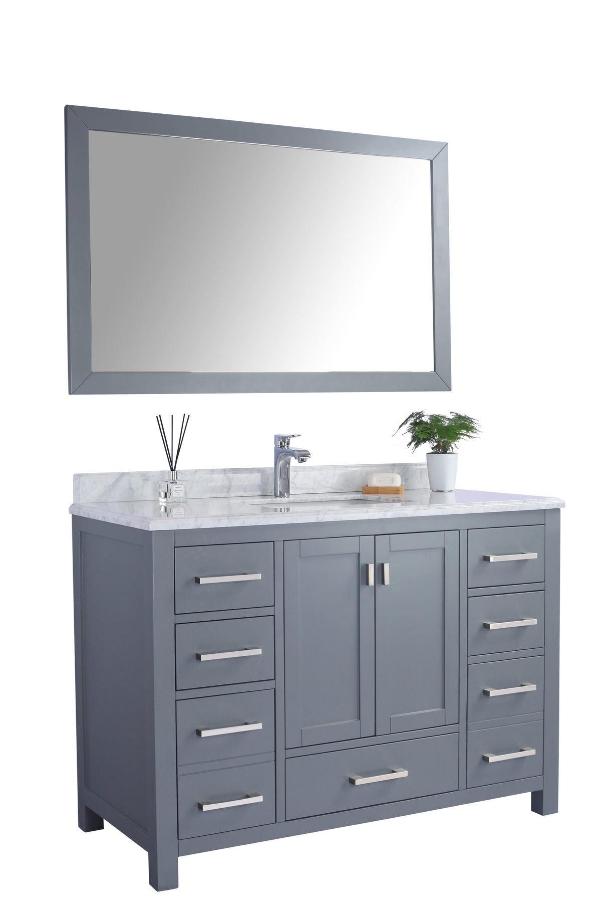 Wilson 48" Grey Bathroom Vanity with White Carrara Marble Countertop Laviva 313ANG-48G-WC