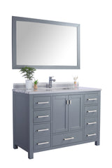 Wilson 48" Grey Bathroom Vanity with White Stripes Marble Countertop Laviva 313ANG-48G-WS